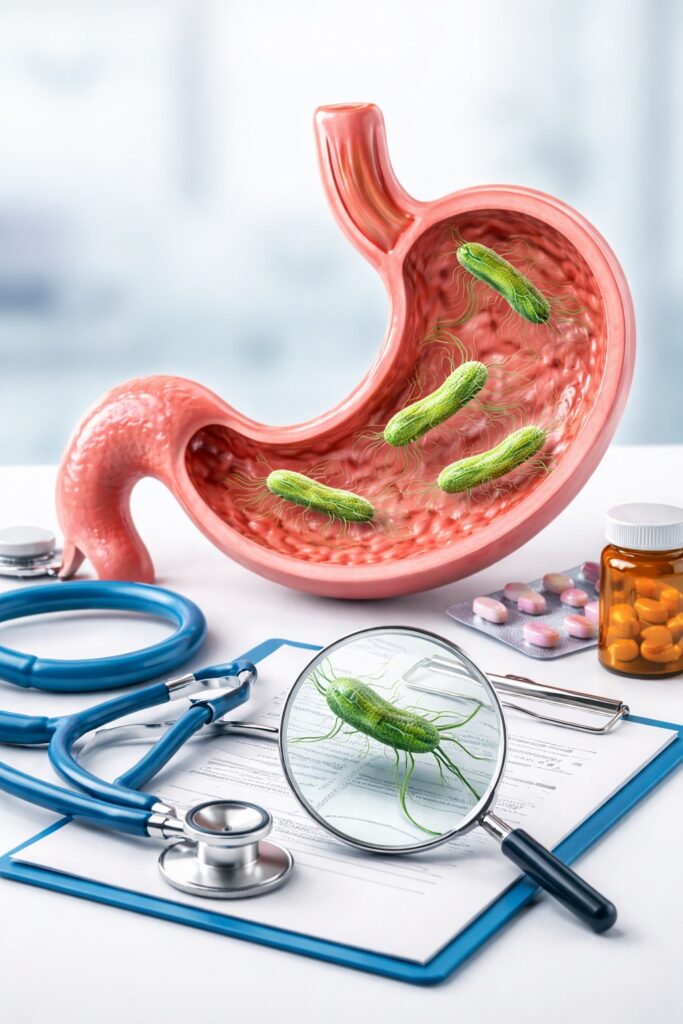 Diagnostic and treatment options for H. Pylori infection by Dr. Abdelaziz El-Saadi.