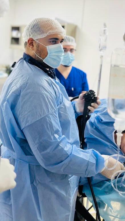 Dr. Abdelaziz El-Saadi performing a colonoscopy for early detection and screening.